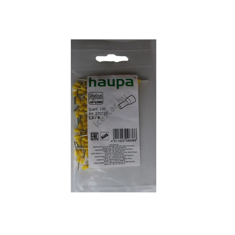 HAUPA Szigetelt érvéghüvely 1mm x 8mm 100 db1