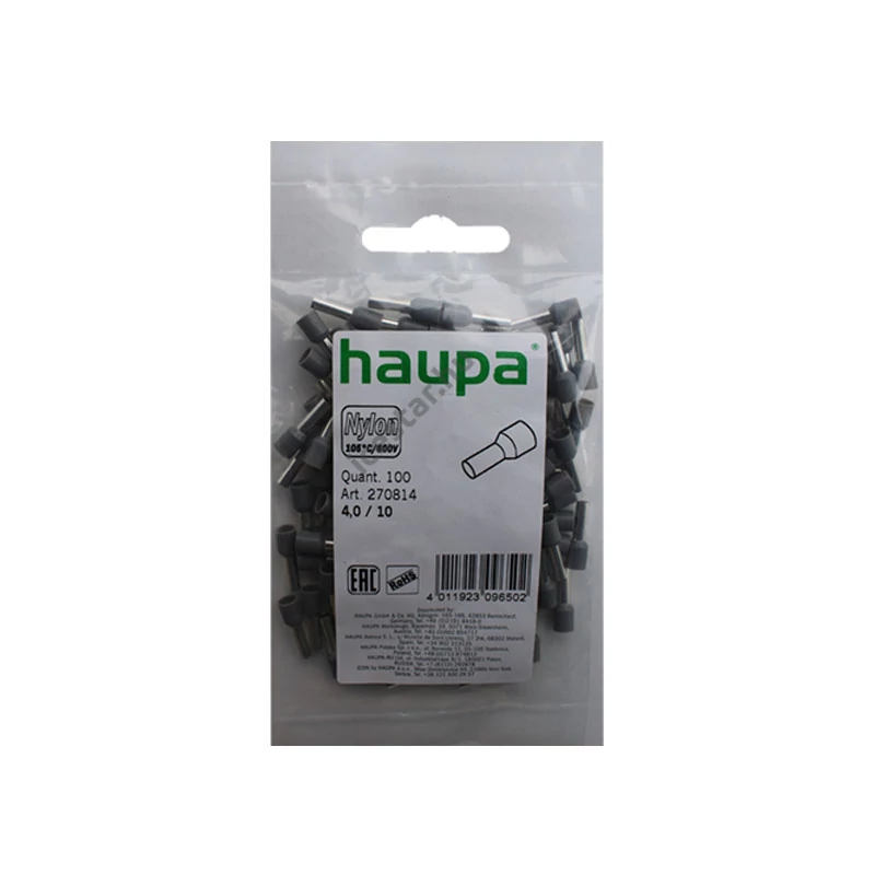 HAUPA Szigetelt érvéghüvely 4mm x 10mm 100 db 1