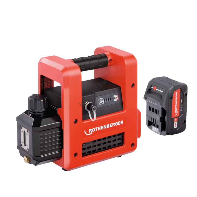 Rothenberger Roairvac R32 2.0 CL Kétlépcsős akkumulátoros vákuumszivattyú + töltő + tároló vödör